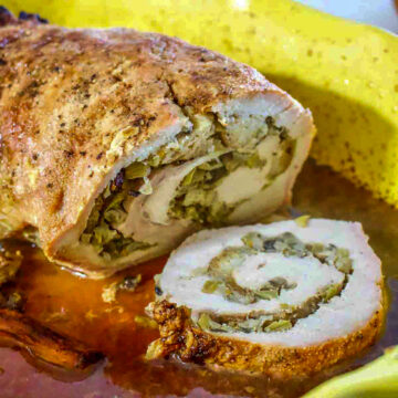 Apple And Mushroom Stuffed Roasted Pork Loin.