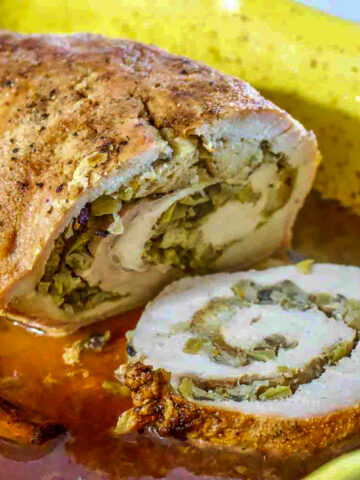 Apple And Mushroom Stuffed Roasted Pork Loin.