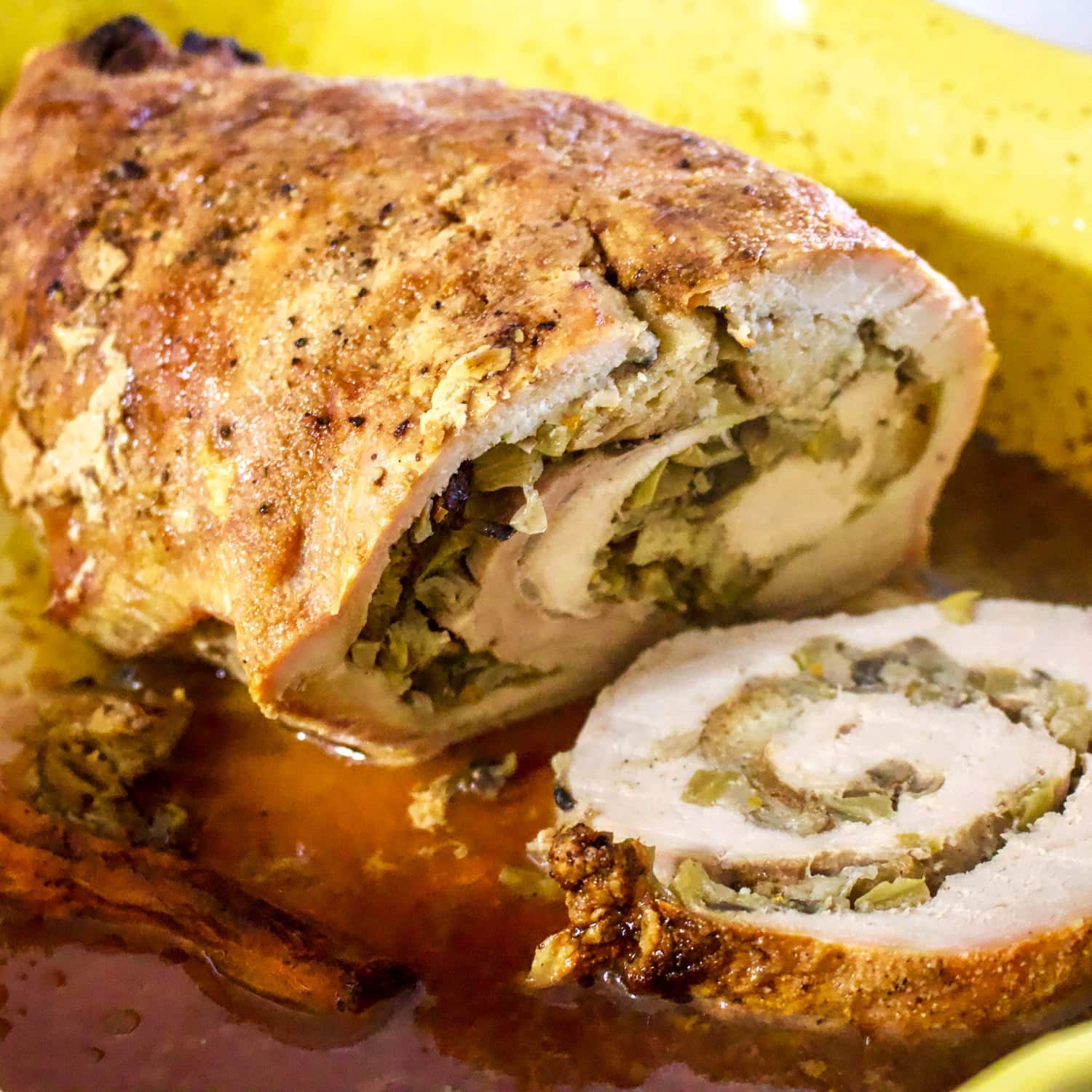 Apple And Mushroom Stuffed Roasted Pork Tenderloin