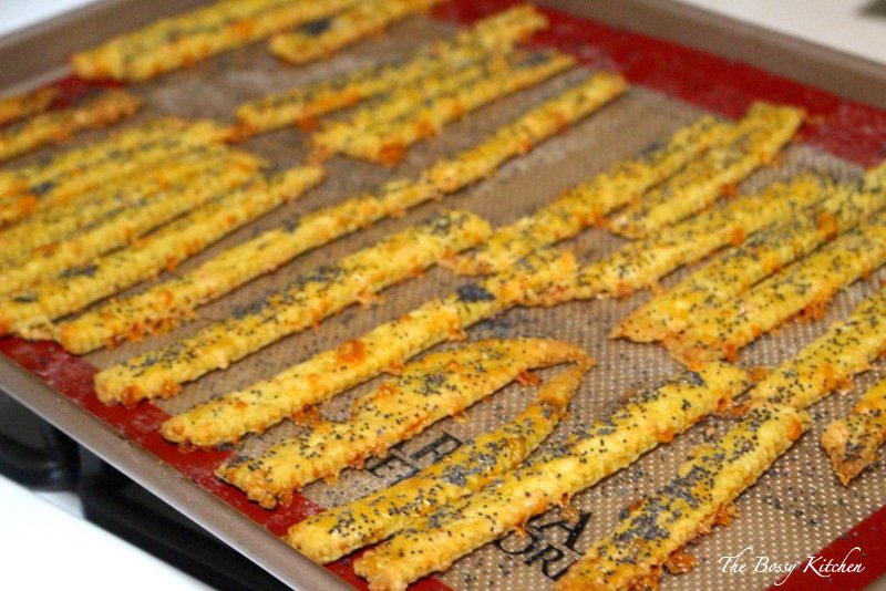 cheese straws on baking tray