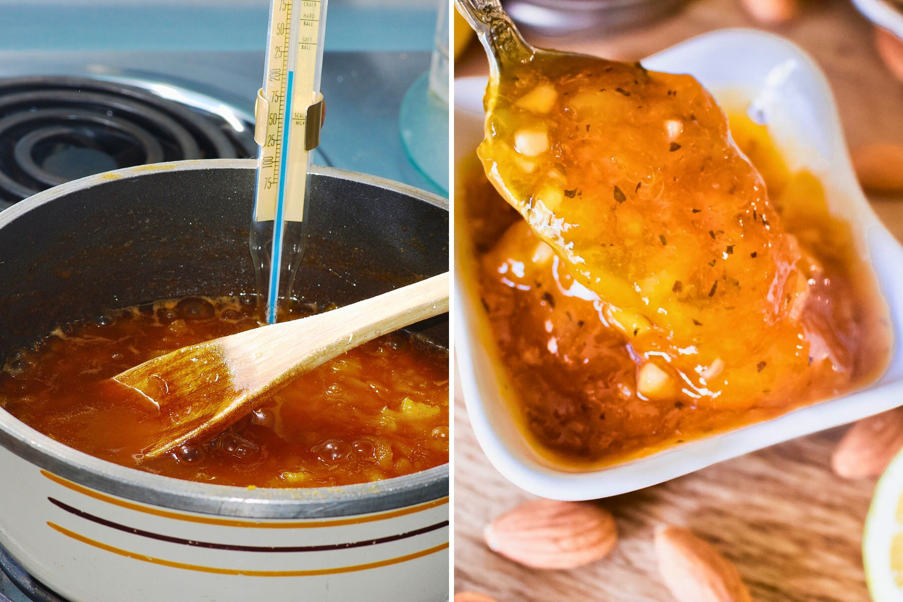Finishing the apricot jam cooking.