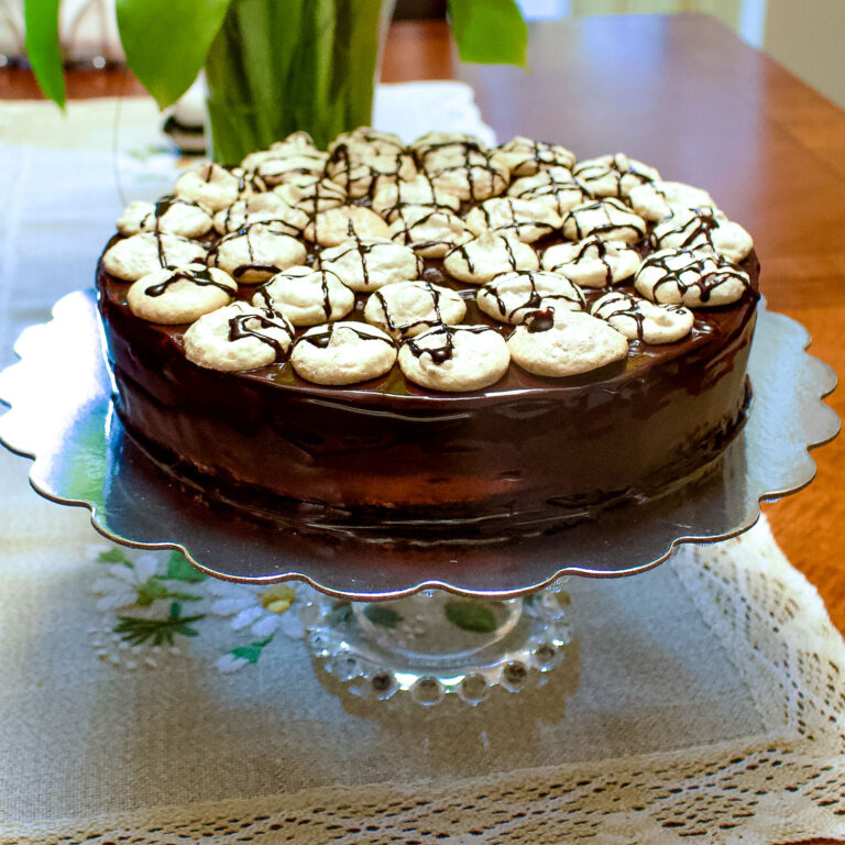 Walnut Meringue Cake With Chocolate Mousse The Bossy Kitchen