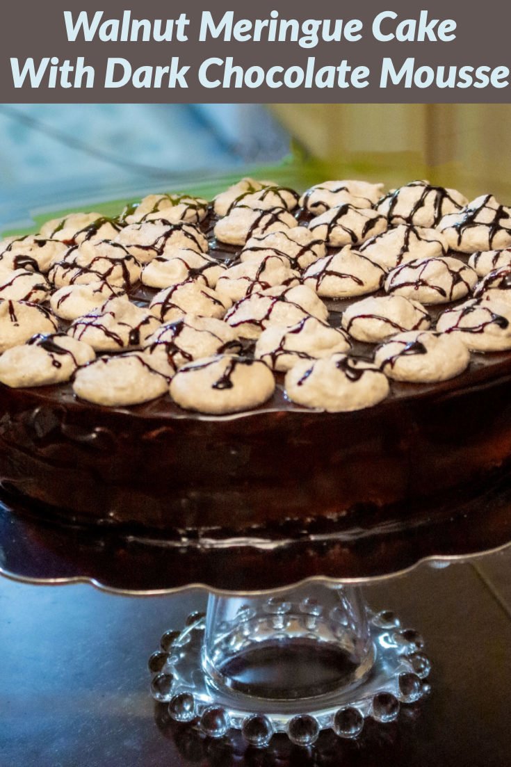 Walnut Meringue Cake With Dark Chocolate Mousse