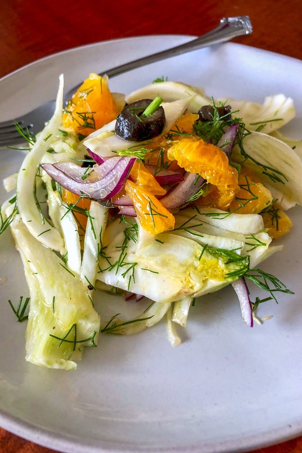 Spanish Orange And Fennel Salad on a white plate