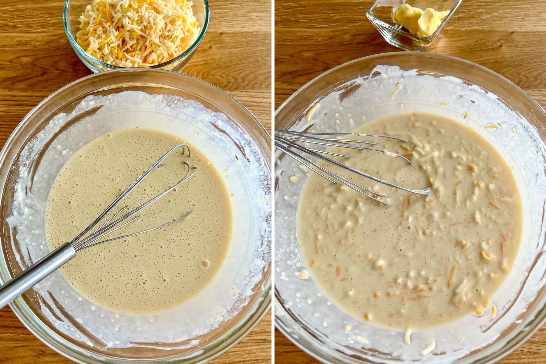 Batter with flour and batter with cheese