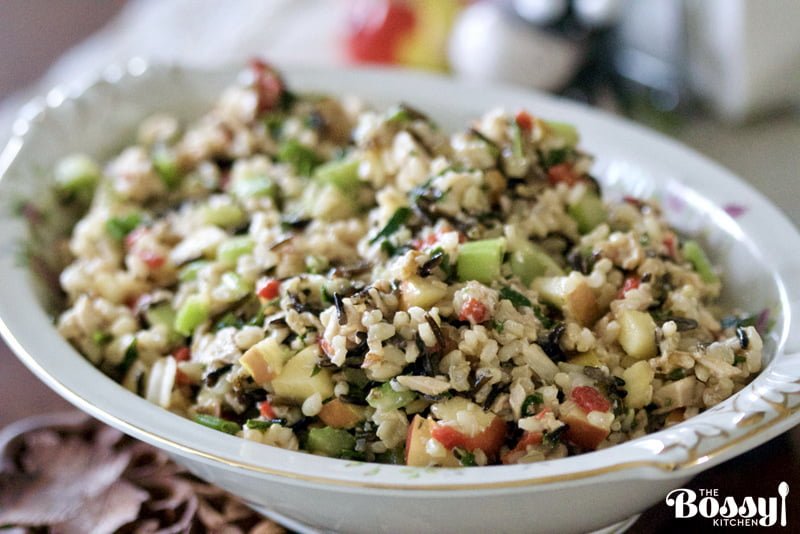 Brown and Wild Rice Salad with Chicken, Apples and Walnuts