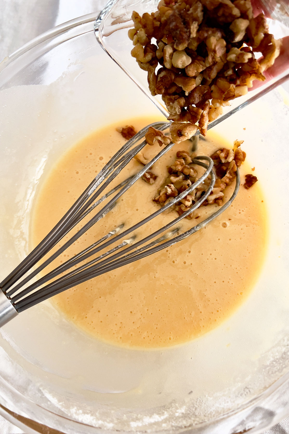 Pound cake batter with walnuts0