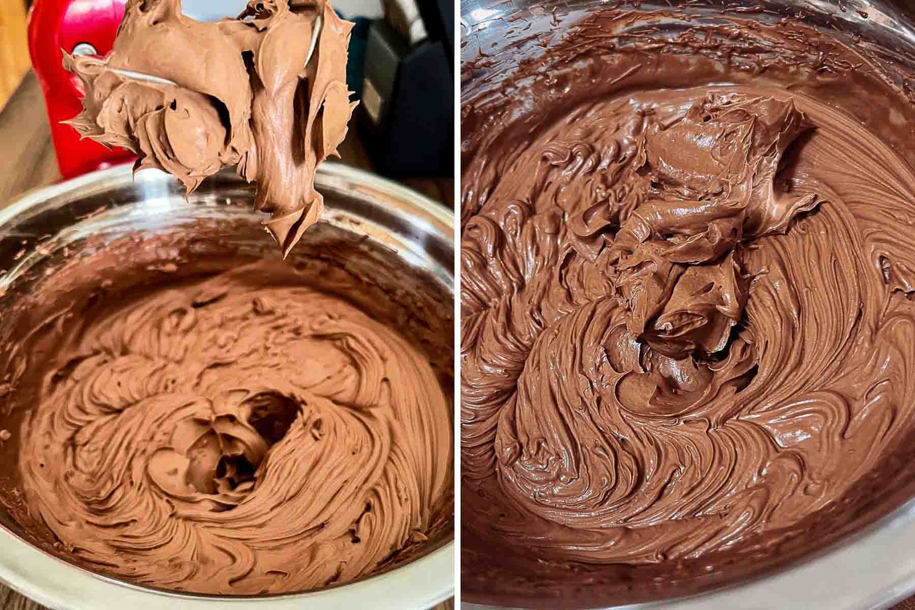 Beated Chocolate Ganache collage of two images.