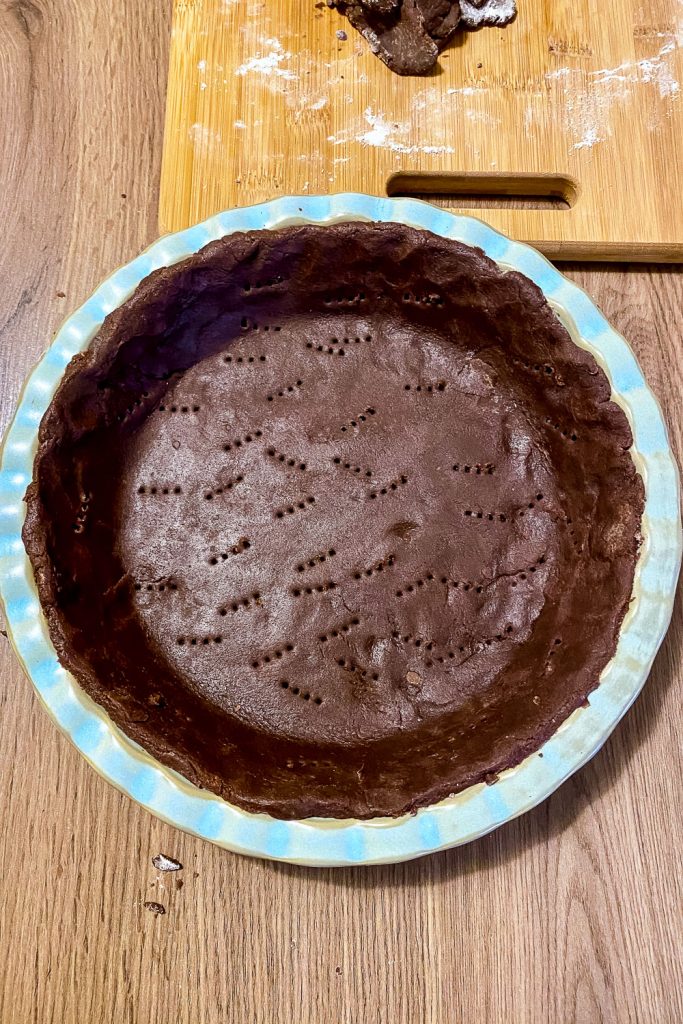 CHOCOLATE TART crust ready for blind baking