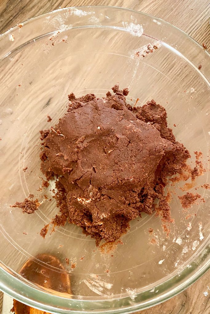 getting the crust together for the chocolate tart