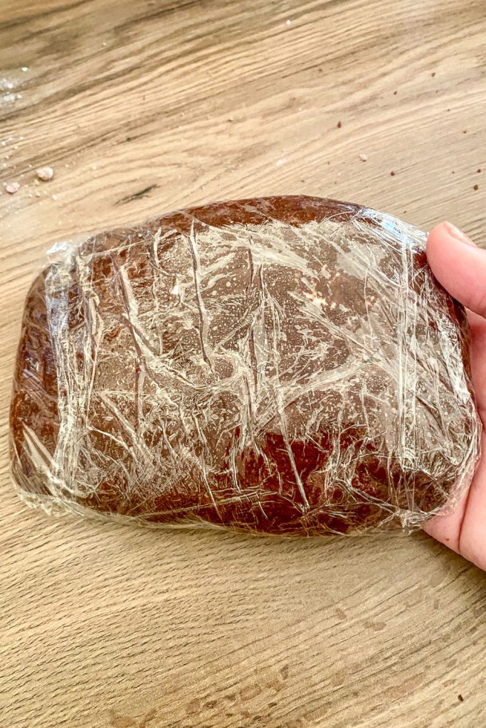wrapped crust ready to go in the refrigerator