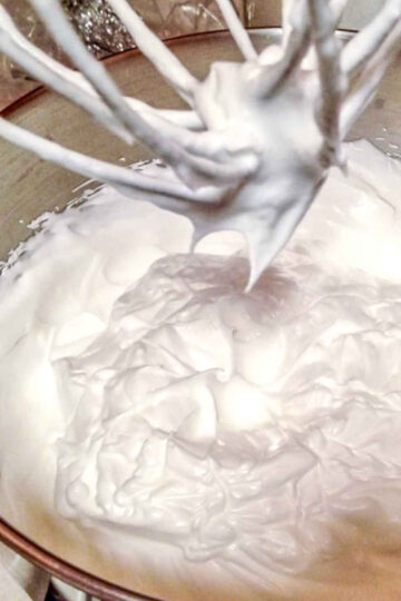 Egg Whites beaten to stiff peaks.
