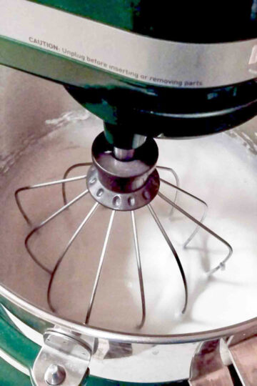 Egg Whites in a mixer.