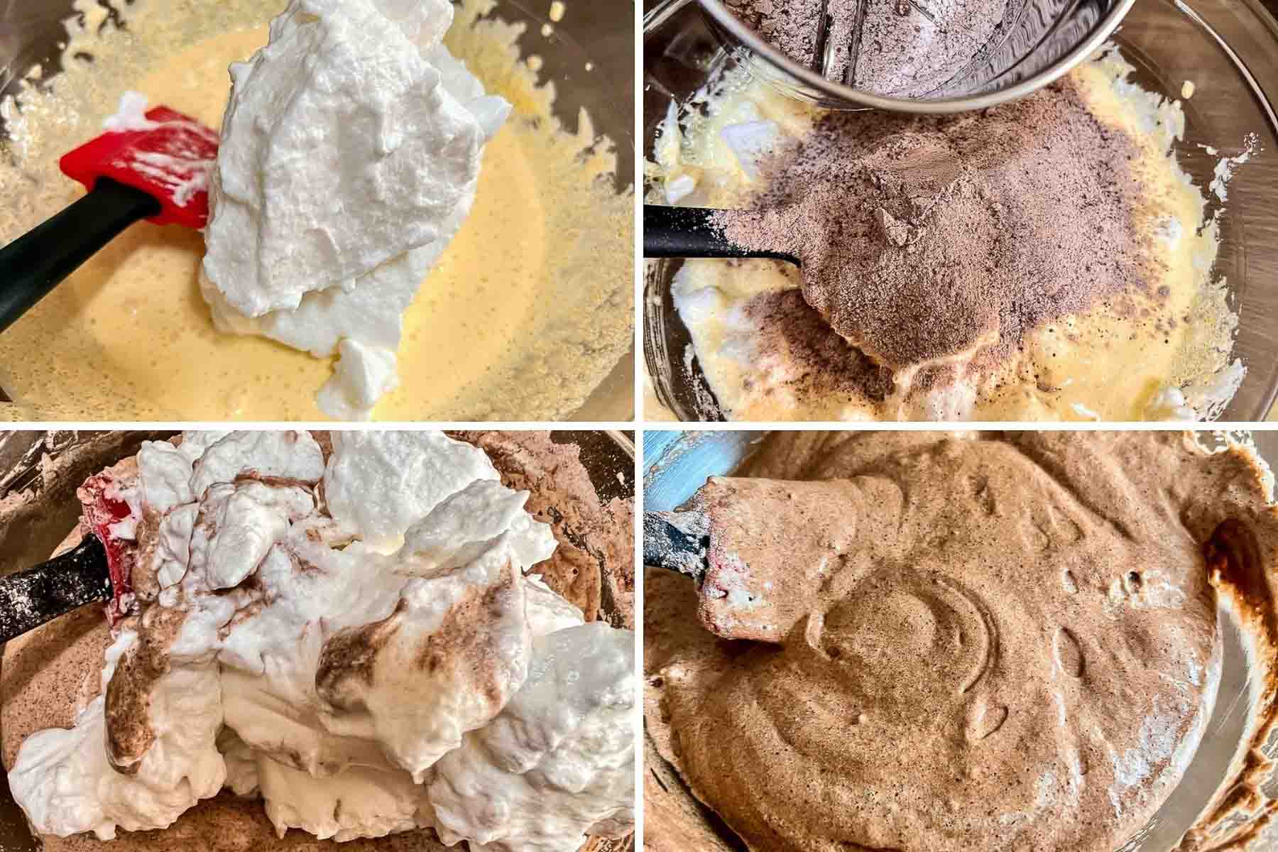 Making The Cake Batter For Rigo Janci collage of four images.