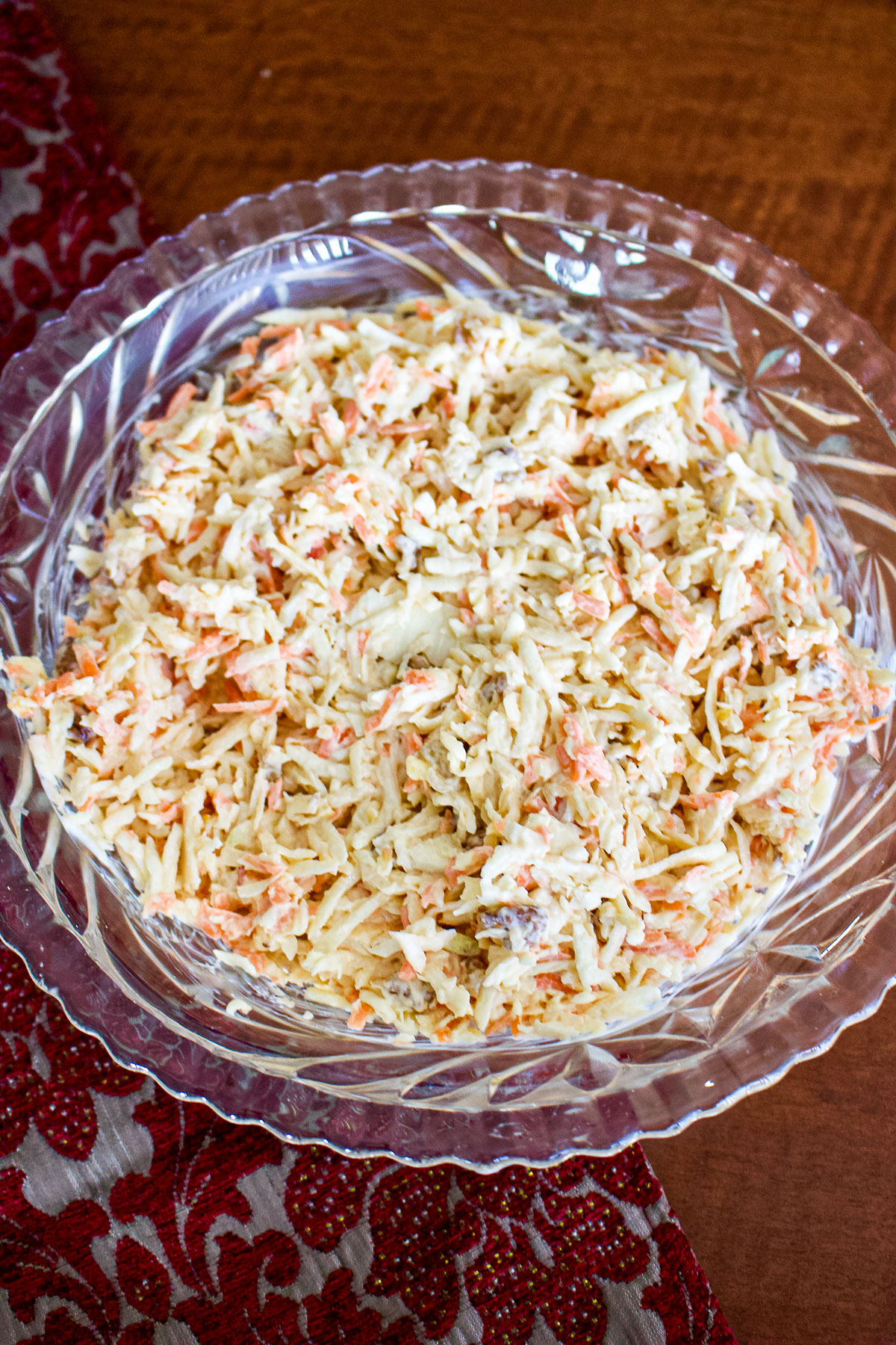 Celery root salad with walnuts close up0