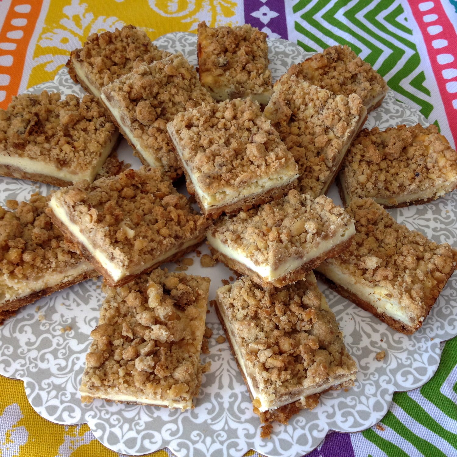 Cheesecake squares recipe is a great way to have cheesecake without guilt. Also, the bars are great for a potluck or a party. Pecan Cheesecake bars