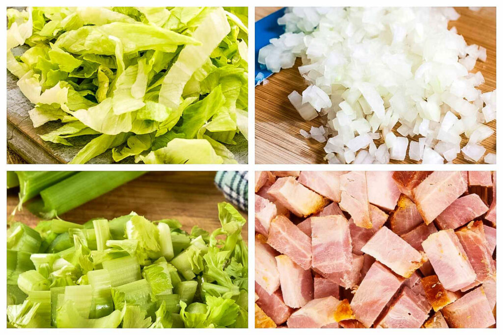 Ingredients collage for lettuce soup