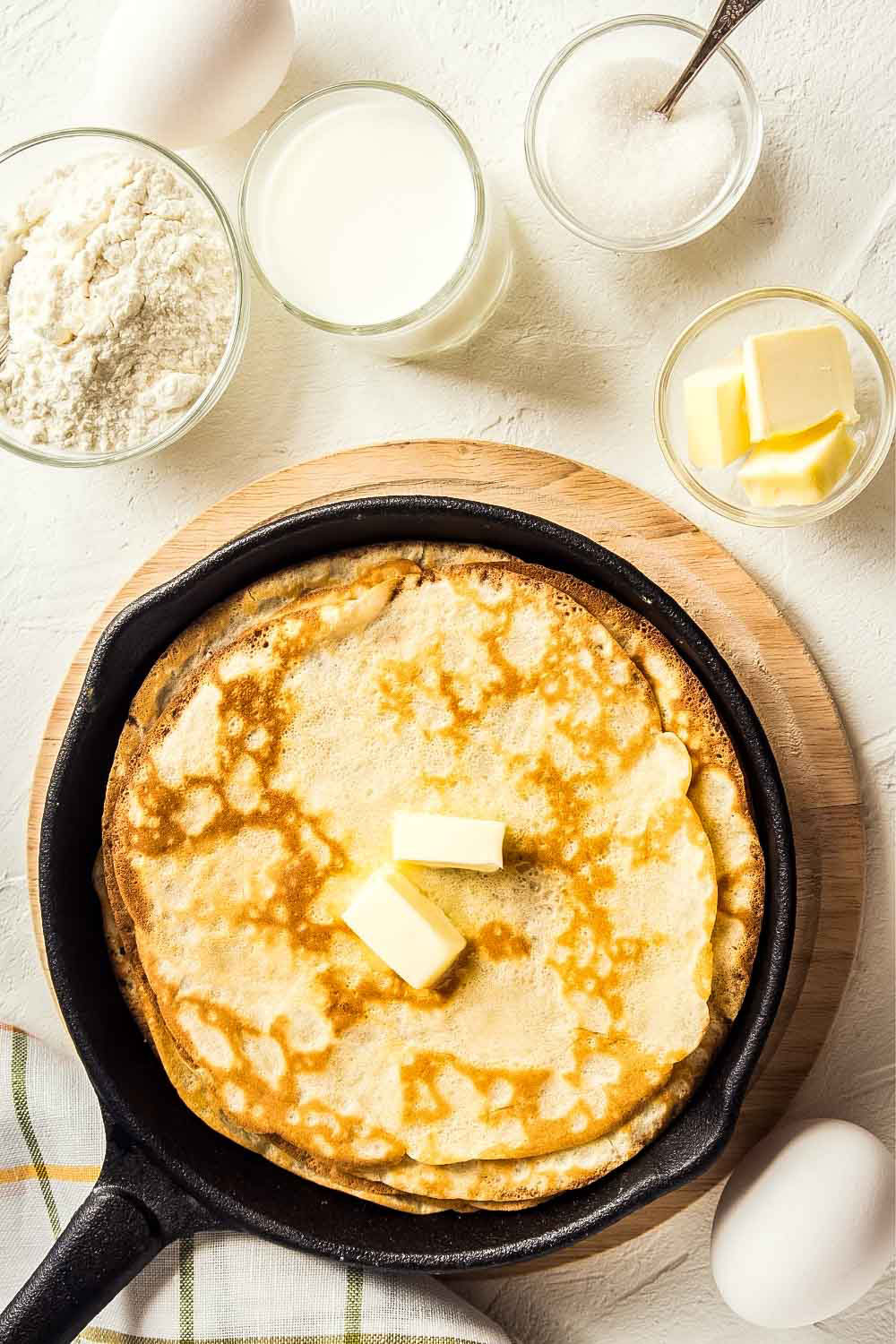 Ingredients for Crepes collage.