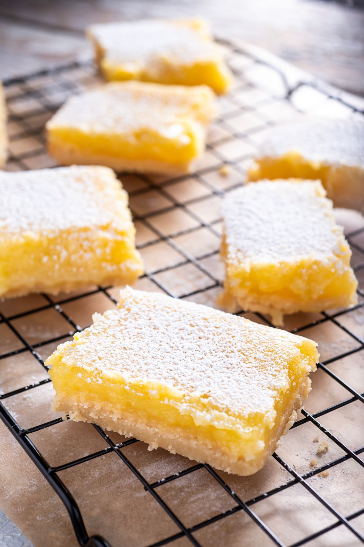 Lemon Bars on metal rack