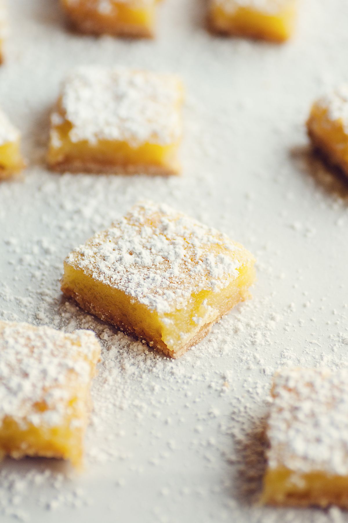 Lemon Bars on white table
