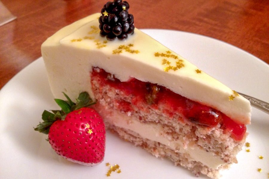 My Experience Casting for Master Chef US6 Slice of white chocolate cake with berries