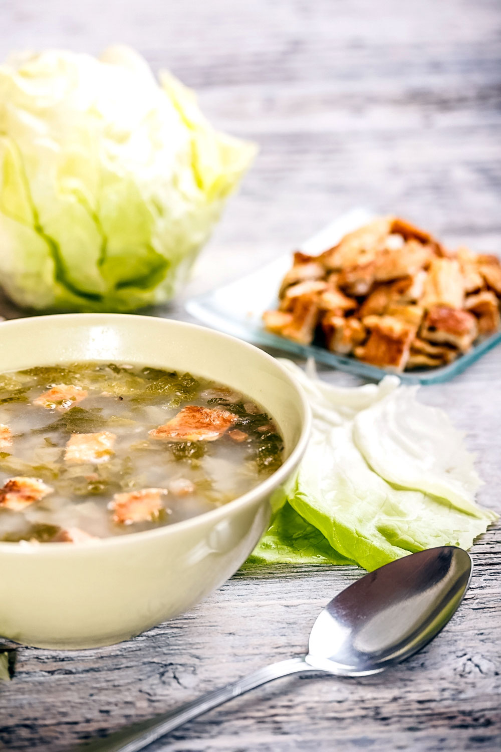 Summer Lettuce Soup With Ham