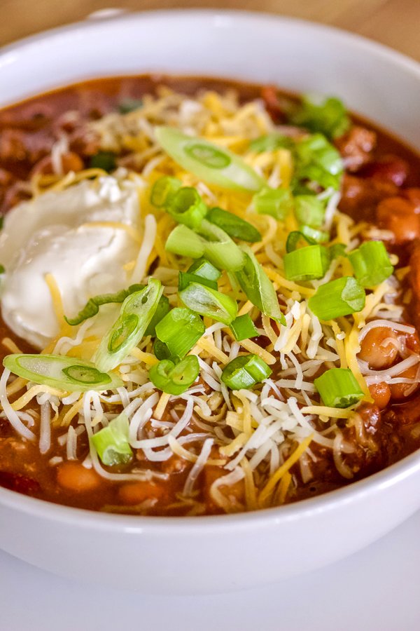 Never had chocolate chipotle chili soup before? Chili soup is a comfort food perfect for the cold nights. When you add smoky chipotle chiles and earthy unsweetened chocolate to it, you add unexpected depth and richness to this hearty chili. Chocolate Chipotle Chili Soup close up