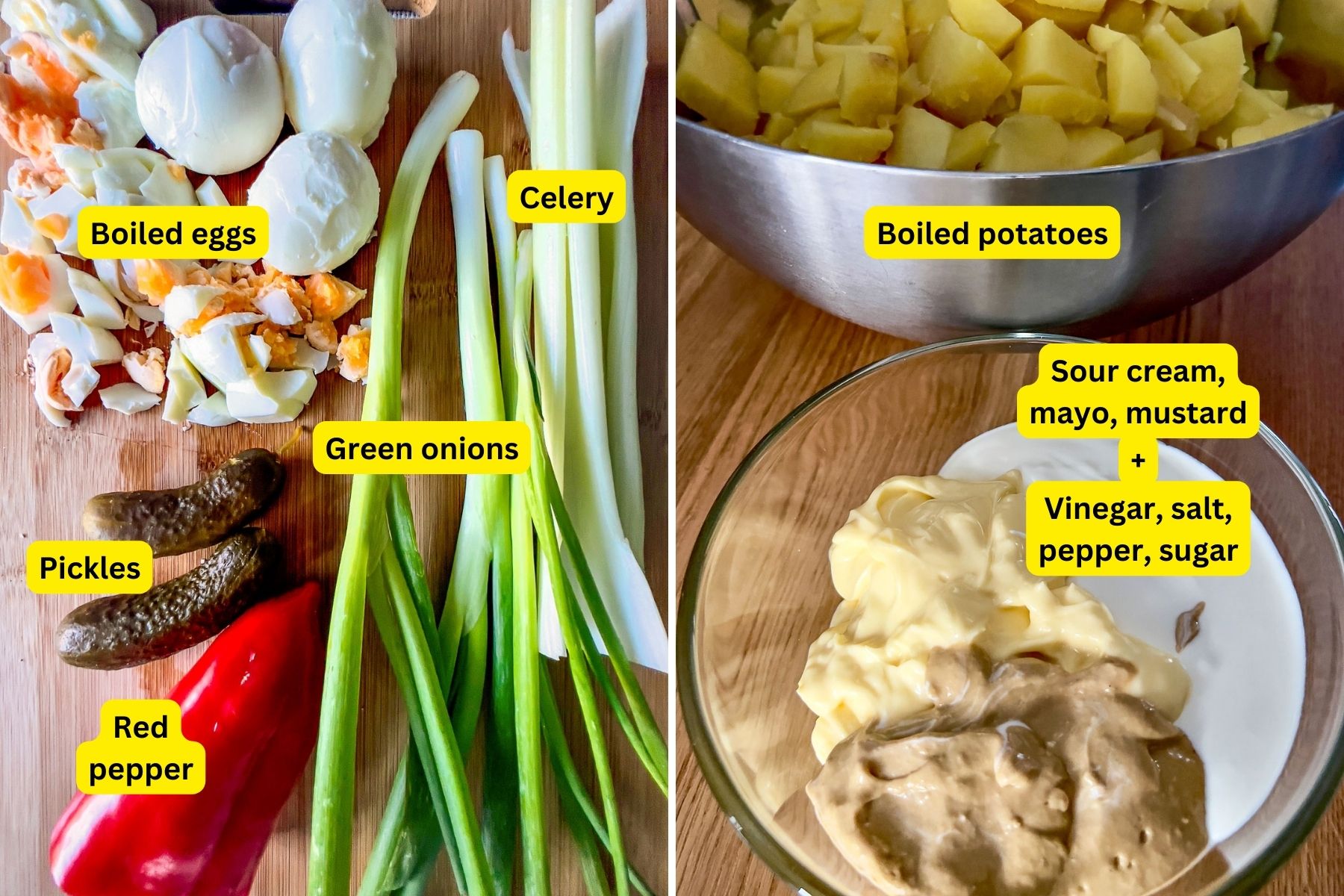 Ingredients for potato salad