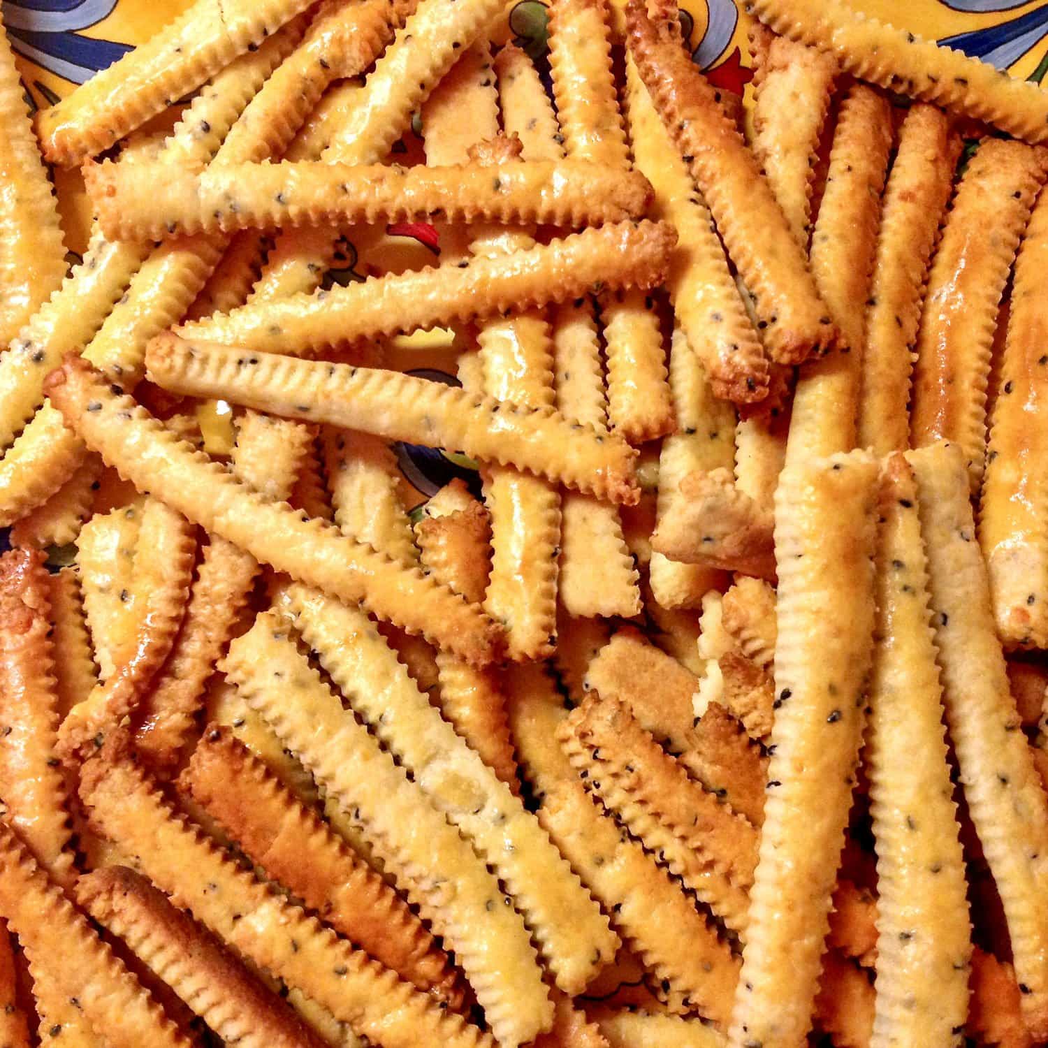 Cheddar Cheese Straws With Black Caraway Seeds