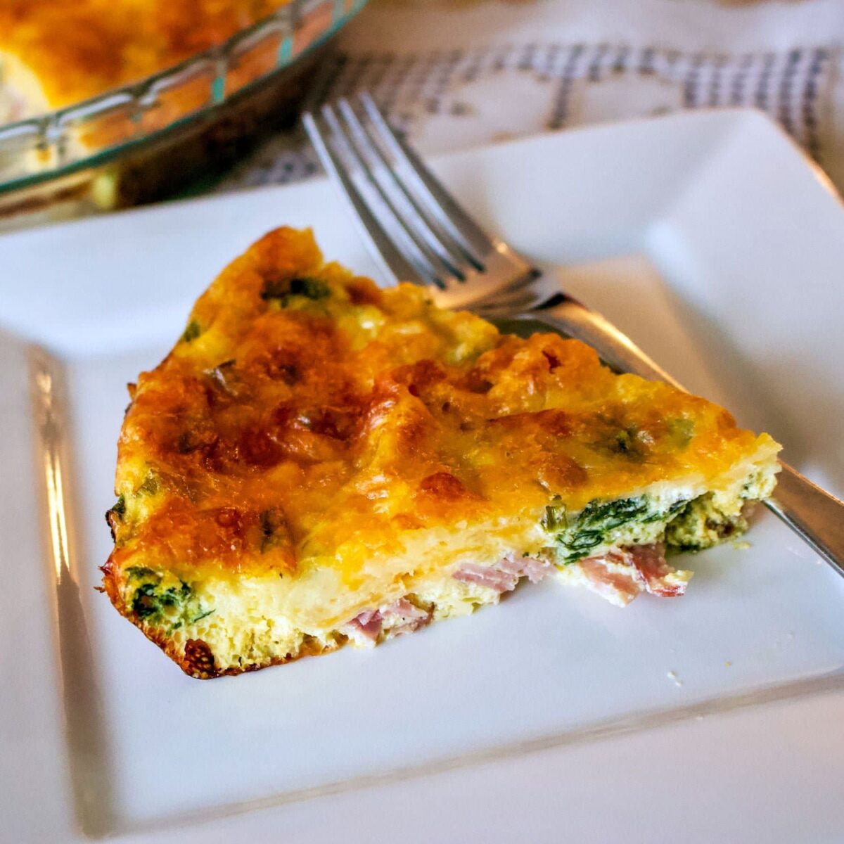 Crustless Spinach with Smoked Meat and Gouda Cheese Quiche 2