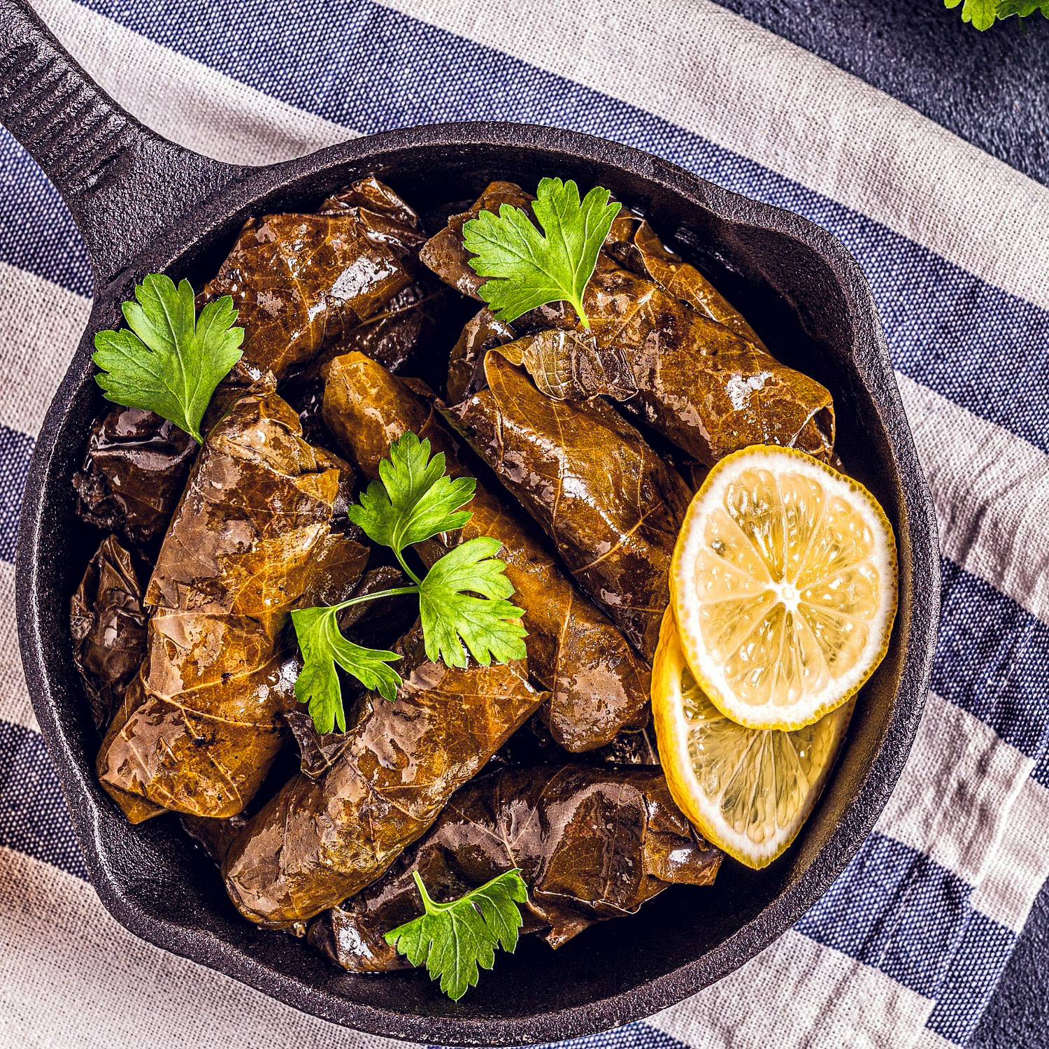 Stuffed Grape Leaves in cast iron square photo1