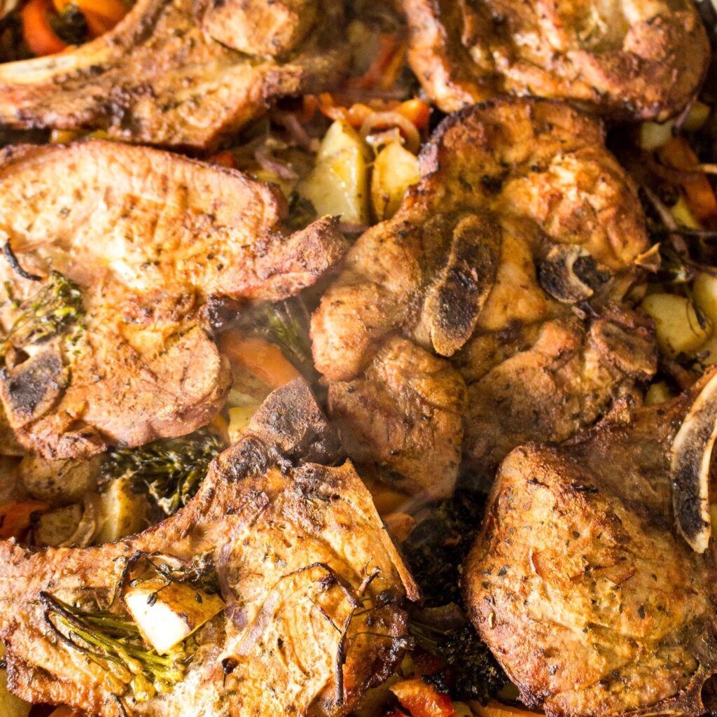 Pork Chops with Roasted Vegetables The Bossy Kitchen