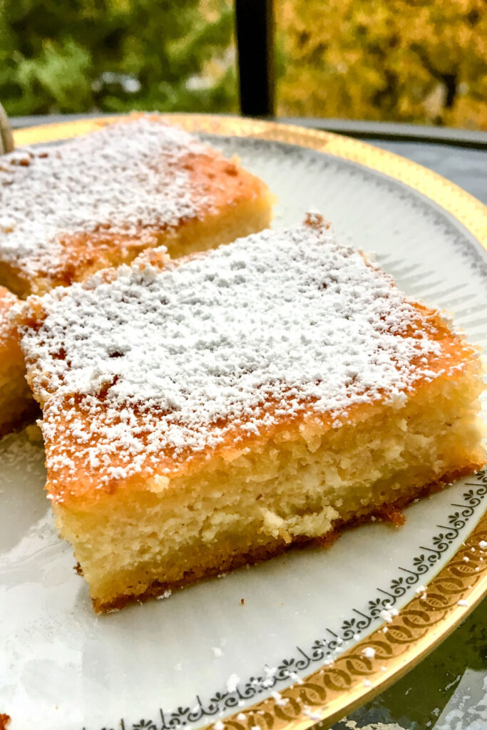 Lemon Ricotta Cheese Cake slices on a plate0