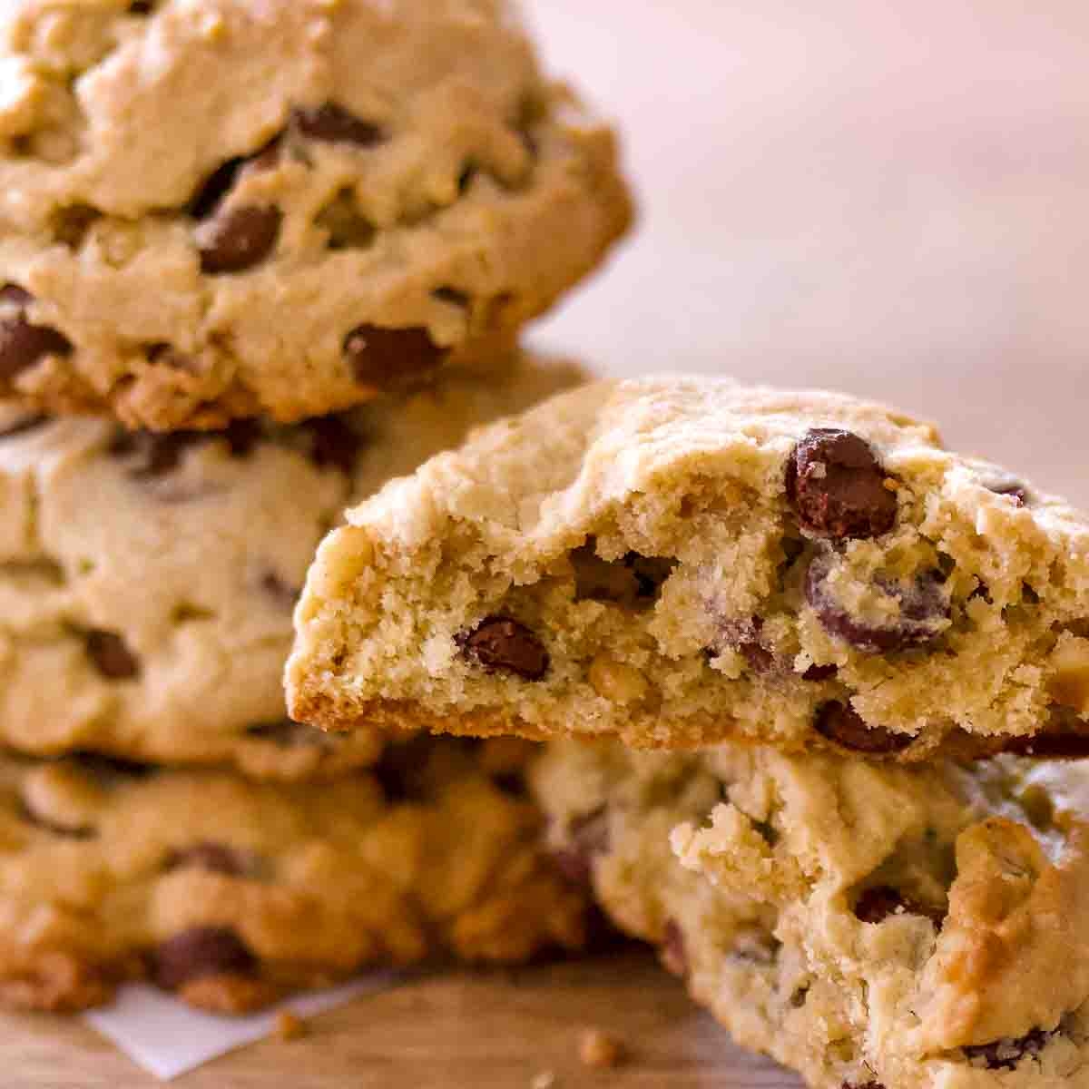 Best chocolate chip cookies with walnuts with cookie crumbs.
