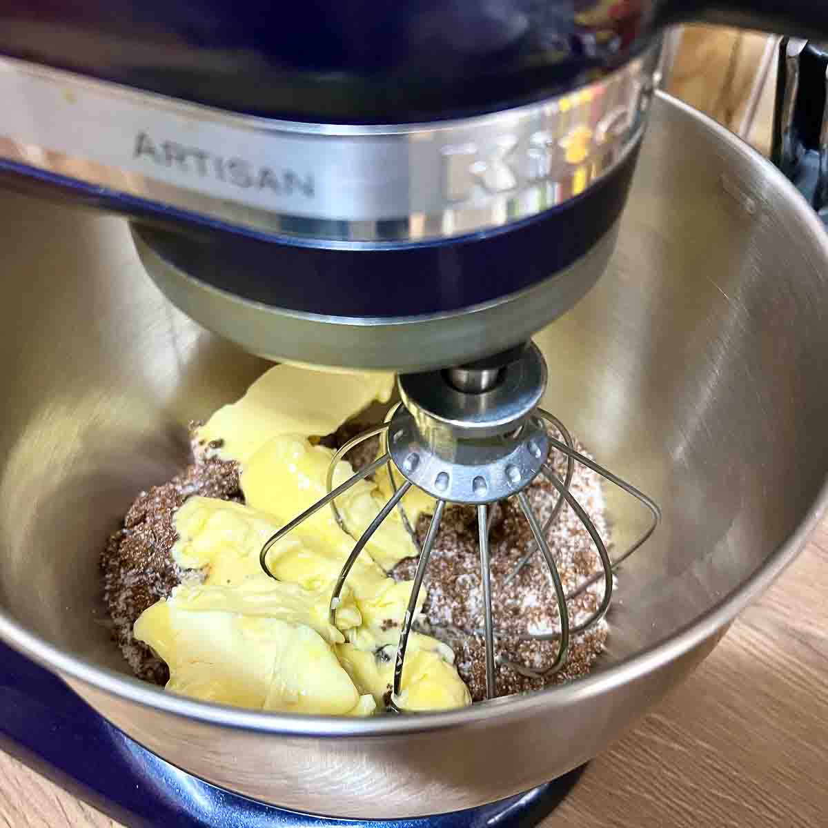 Butter and sugars mixed together.