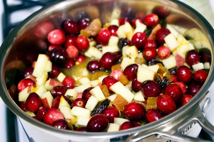 Cranberry Chutney - ingredients together in a pot