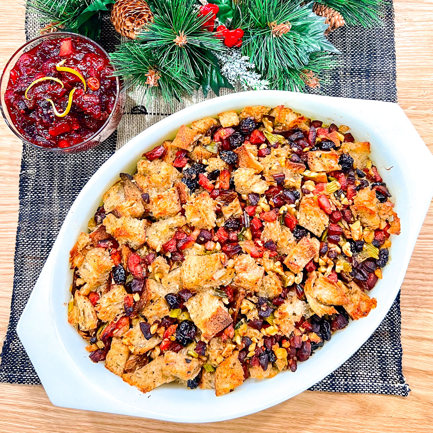 Easy Sausage Cranberries And Walnuts Stuffing The Bossy Kitchen