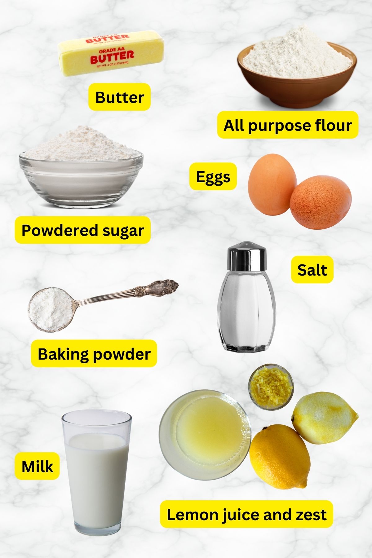 ingredients Collage for Lemon Bread With Syrup.