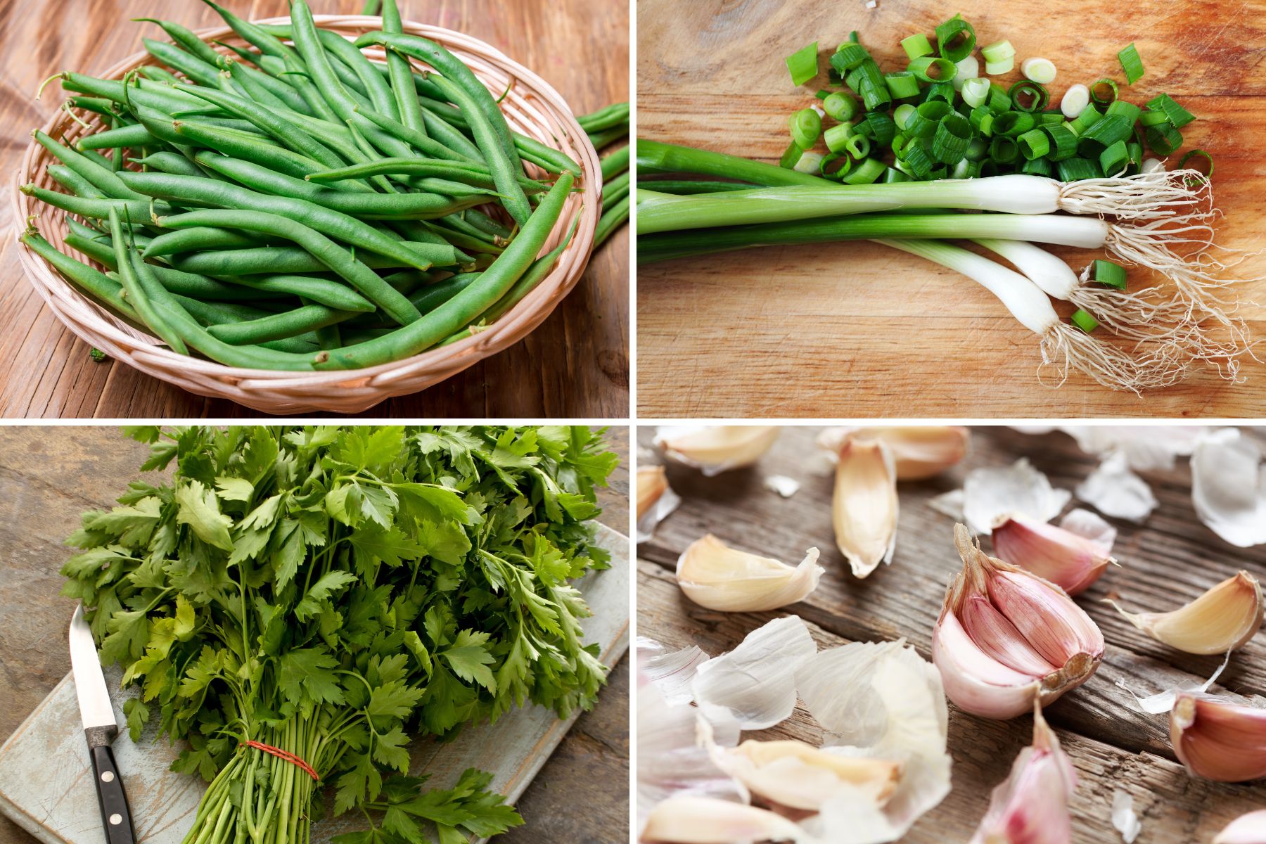 Ingredients for Garlic green beans salad