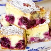 Pound Cake with fruits and almonds slices.