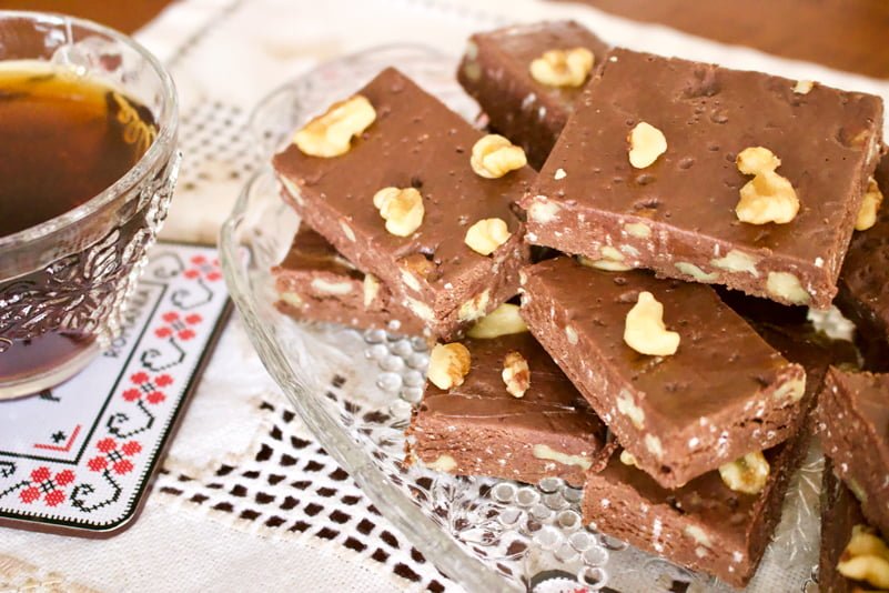 Romanian Homemade Chocolate served with coffee