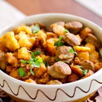 Spanish Migas Con Chorizo-Garlic Pan Fried Bread&Chorizo Sausage