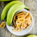 Fried plantains in a bowl square photo.