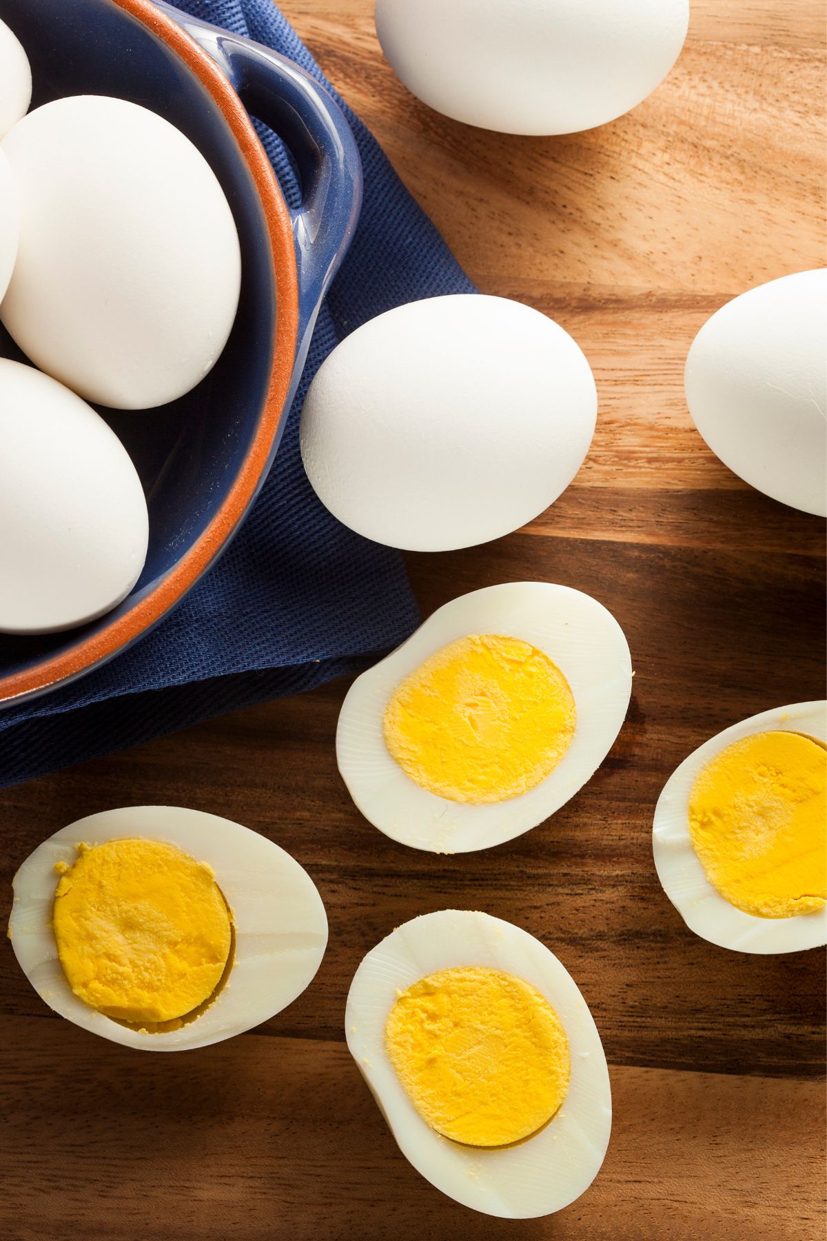 Hard Boiled Eggs on table.
