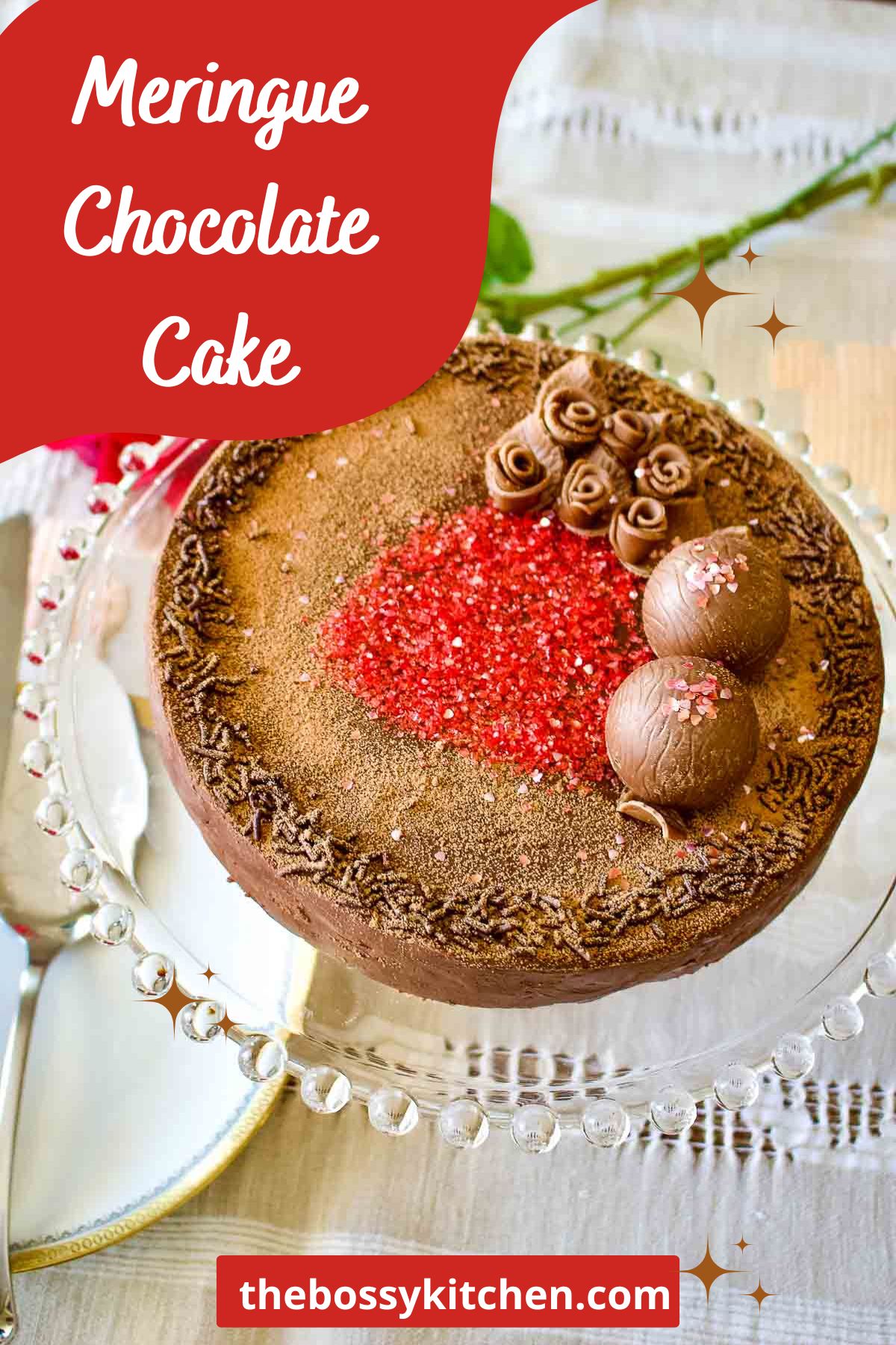 This is a classic European chocolate ganache meringue torte recipe. Easy to make but decadent, this recipe is the perfect option for the chocolate lovers. Meringue Chocolate Cake Pinterest collage.