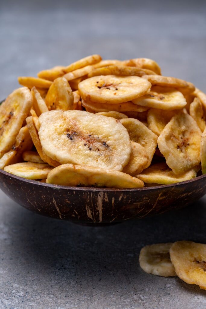 These spiced plantain chips recipe is an easy recipe for a great snack to have around the house. In Latin America, plantains are considered a staple and they can be used either like a potato replacement or made into desserts. This snack has a lovely sweet taste, which is balanced by the chili peppers heat. Delicious! Plantain chips