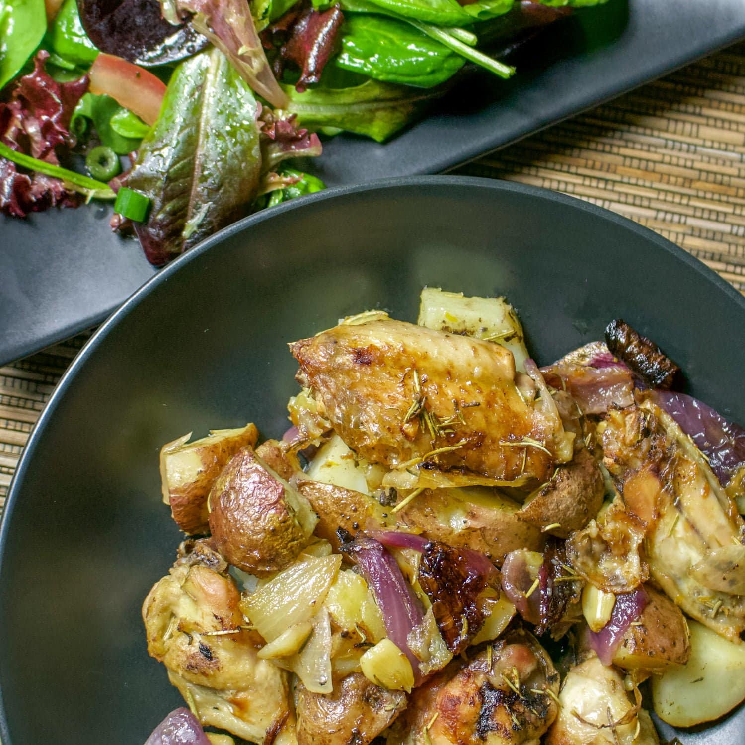 Lemon Rosemary Roasted Chicken With Potatoes And Red Onion