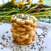 Lemon Lavender Butter Cookies on a white plate.