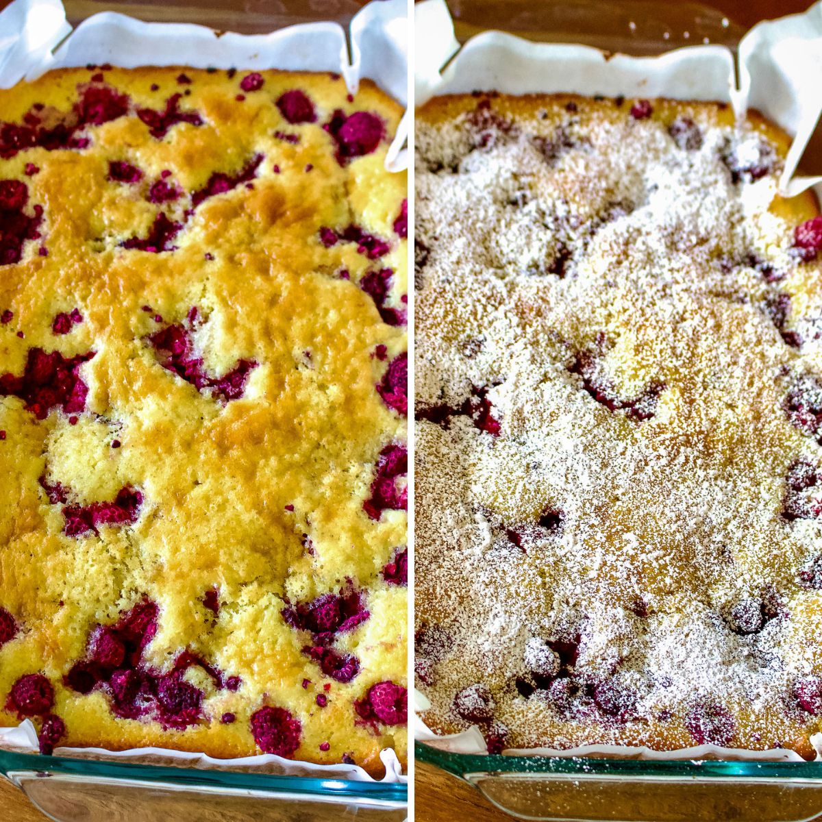 Baked buckle cake collage