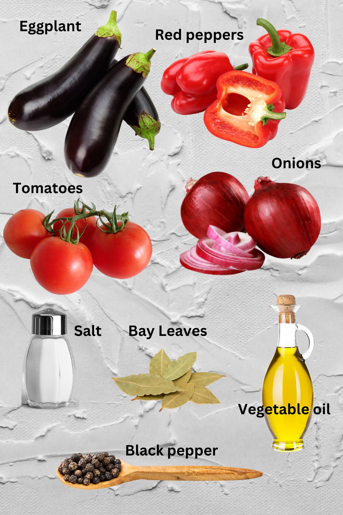 Ingredients collage for zacusca.